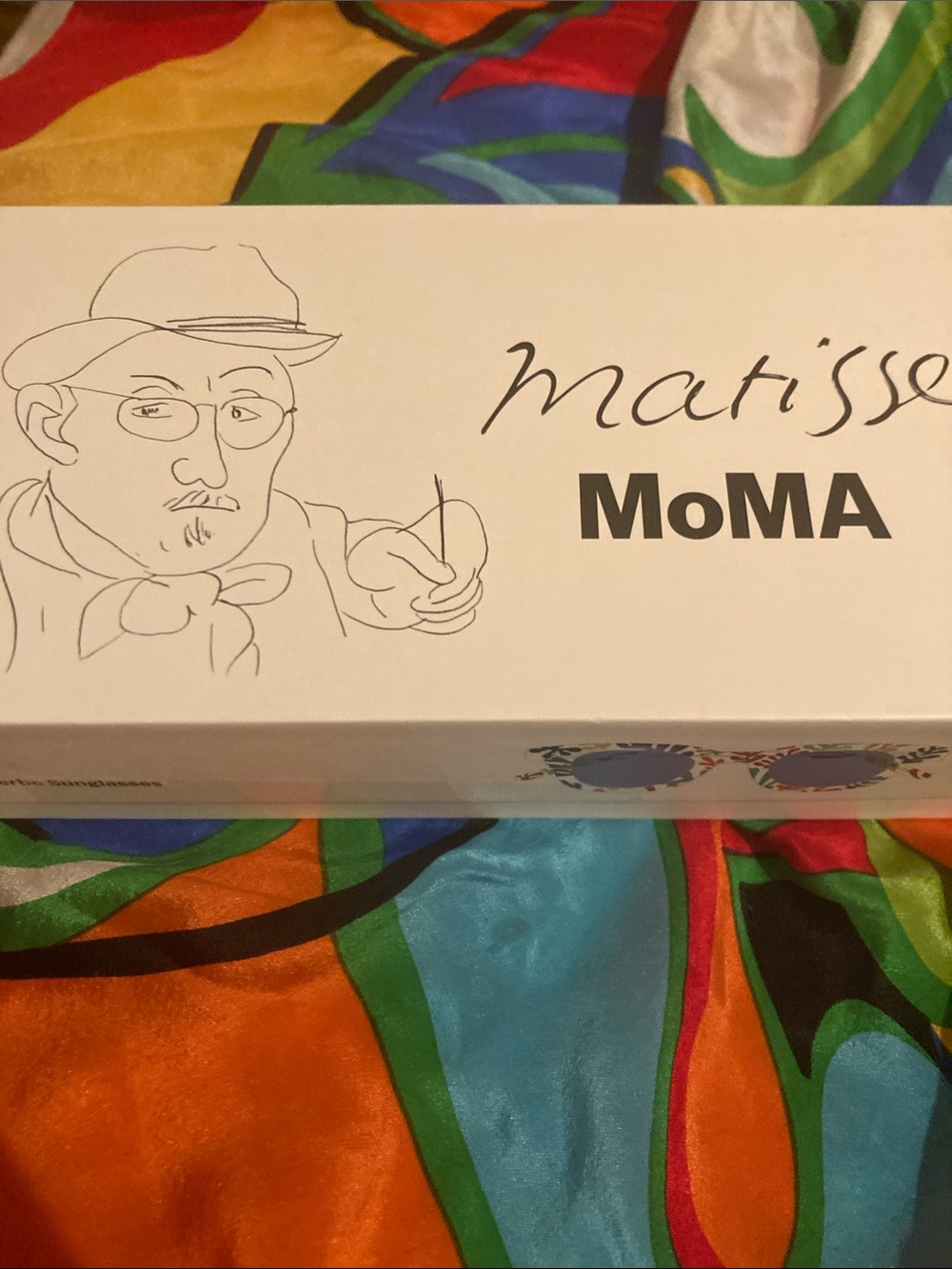 Moma Multicolor Patterned Clear Frame Sunglasses with Blue Lenses - Picture 4 of 5